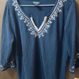 Embroidered Blue Top